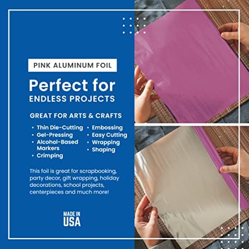 K&S Precision Metals Aluminum Crafting Foil, Two-Sided Pink/Silver 6045 – 0.004" Thick (36 Ga) x 12" Wide x 24" Long (1 Roll) – DIY Crafts, Repairs, Home Décor, Made in USA
