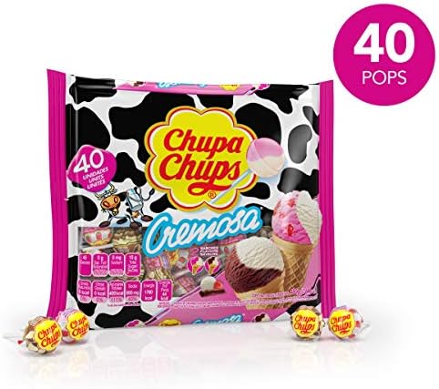 Chupa Chups Cremosa Lollipop Assortment, Two Ice Cream Flavors, Easter Candy, Easter Basket Essentials Stuffers for Kids and Adults, Individually Wrapped, 16.9 Ounce Bag Suckers,40 Count (Pack of 2)