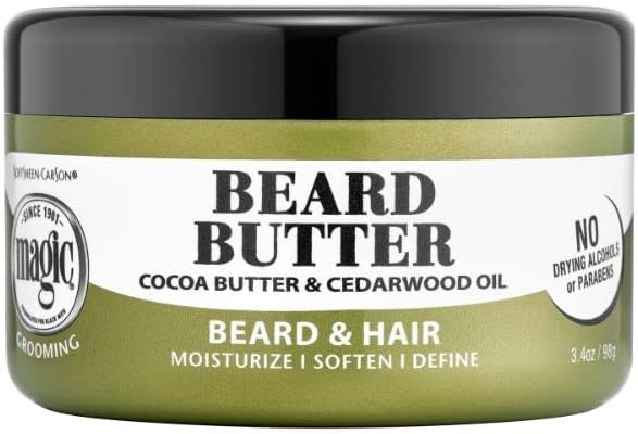SoftSheen-Carson Magic Men's Grooming Conditioning Beard Butter With Cocoa Butter and Cedarwood Oil, Moisturizes, Softens and Define With No Drying Alcohol, 3.5 ounces