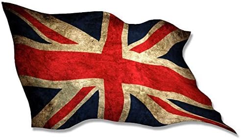 VINTAGE LOOK WAVING Union Jack Flag Sticker Decal (united kingdom uk) 3 x 5 inch