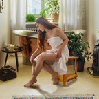20 Inch Premium Wood Shower Step Stool for Inside Shower - Bathroom Shower Foot Stool for Shaving - Shower Seat Corner
