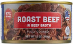 Roast Beef in Beef Broth in a Can, 12 oz., 4 Pack, 3lbs Total, 97% Fat Free