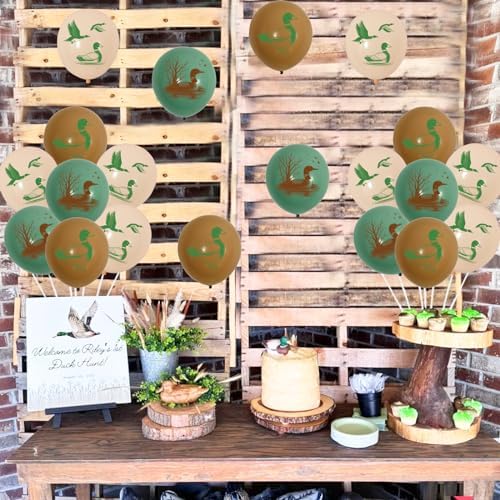Sursurprise Duck Hunting Party Decorations, 36Pcs Mallard Duck Balloons 12 Inch for Birthday Baby Shower Decorations Party Supplies