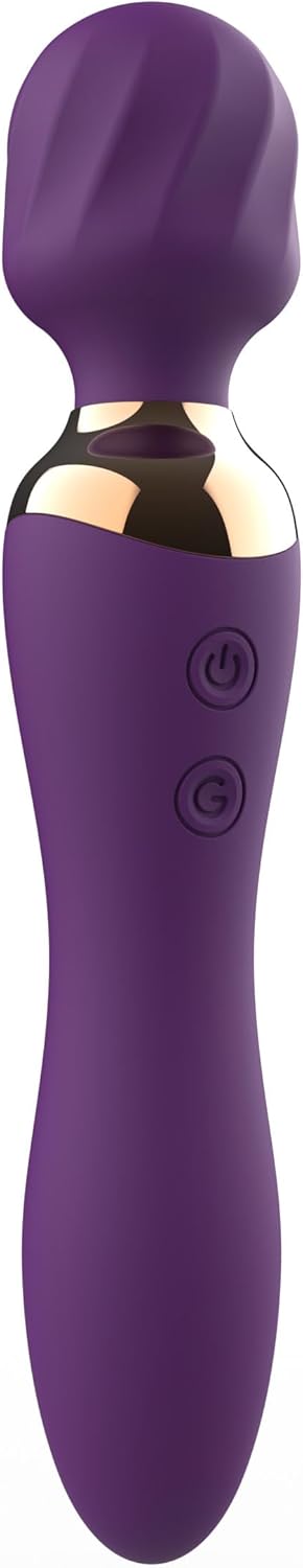 Quiet Powerful 24 Modes Double-Headed Silicone Massage Rod for Women Portable & Handheld Personal Bullet Tool for Quick Relaxation - Purple HC021431