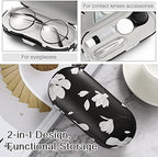 MoKo Double Eyeglass Case, Contact Lens Case with Mirror Tweezers Remover, 2 in 1 Double Sided Portable Contact Lens Box Holder Container Soak Storage Kit Sunglasses Pouch for Men & Women