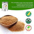 Bulk Demerara Sugar 4 lbs. Pure Unrefined Brown Crystals for Baking and Cooking. Value Size Bag.