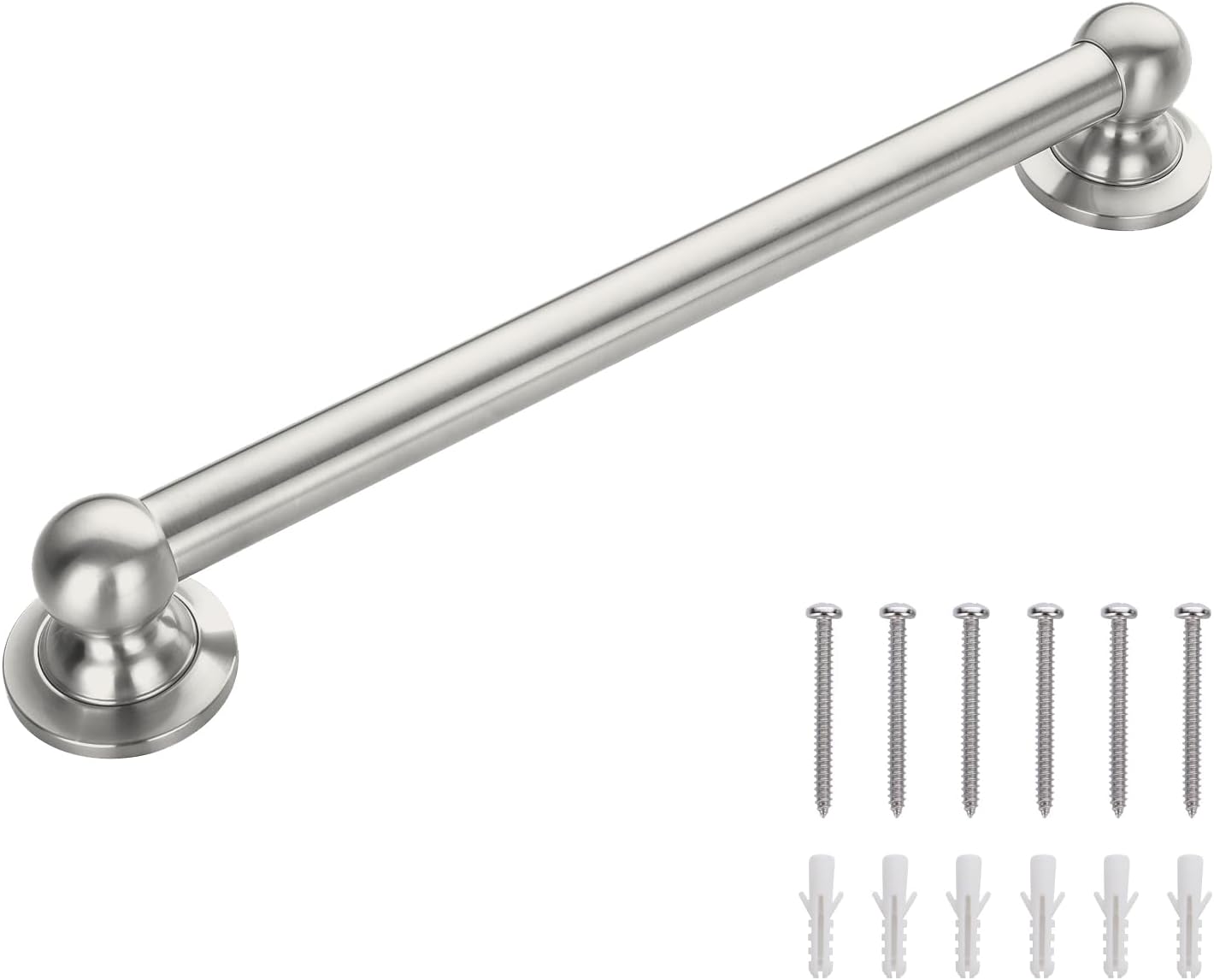 Anti Slip Shower Grab Bar, Safety Bathroom Assist Handle, ADA Compliant Handrail, Heavy Duty Handicap Grab Bars for Elderly, Injured, Senior, Children (Brushed Nickel, 12 Inches)