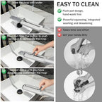 Portable Mini Cleaning Squeeze, Small Short Flat Mop with Rotatable Head and Reusable Microfiber Pads for Floor, Window Sill, Ceramic Tile Wall, Stove, Kitchen, Bathroom