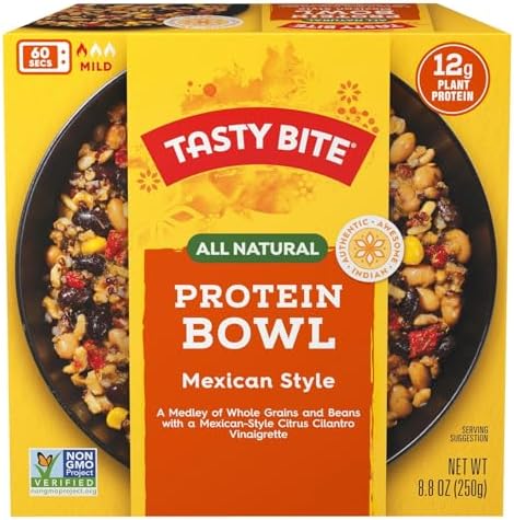 Tasty Bite Mexican Protein Bowl, 8.8 Ounce, Pack of 6, Ready to Eat, Microwaveable, Vegan, 12g Plant Protein, Tangy Citrus