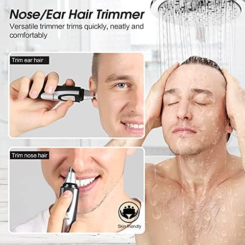 Ear and Nose Hair Trimmer Clipper - 2026 Professional Painless Eyebrow & Facial Hair Trimmer for Men Women,Battery-Operated Trimmer with IPX7 Waterproof,Dual Edge Blades for Easy Cleansing Black