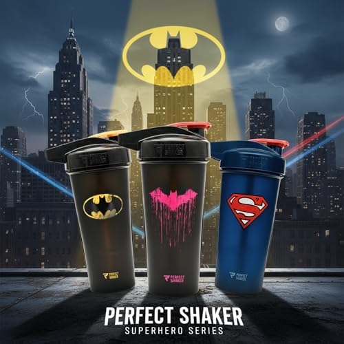 PerfectShaker ACTIV DC Comics & Justice League Series | Leak-Proof, BPA-Free, Shatter-Resistant | ActionRod Mixing Technology for Smooth Blends | Gym, Fitness & Sports Shaker - 28oz (Batgirl)