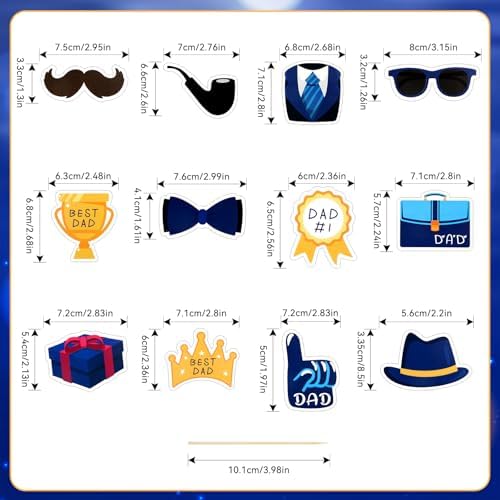 Best Dad Cupcake Toppers Happy Father's Day Cupcake Picks Birthday Party Cake Decoration for Dad Happy Birthday to Dad Father's Day Toothpicks with Suit Brief Case Trophy for Dad