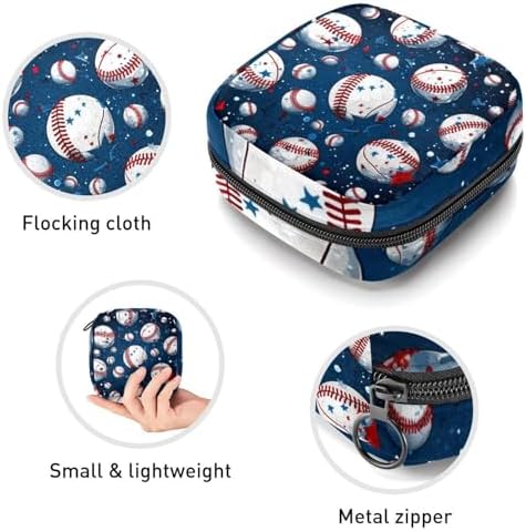 Sanitary Napkin Storage Bag for Feminine Pads, First Period Kit for Women, Baseball Portable Menstrual Period Sanitary Pouch