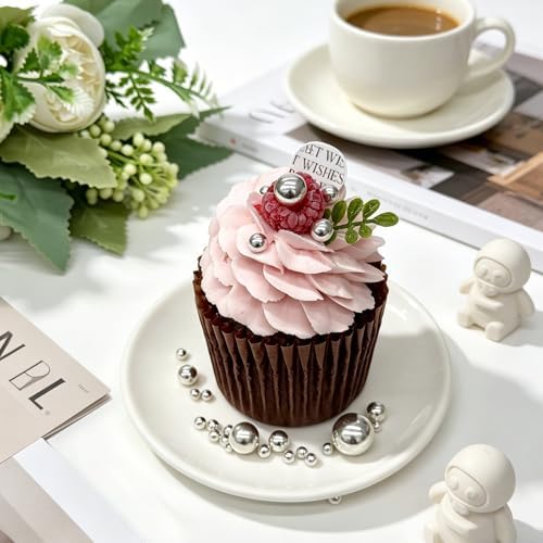 Silver Pearl Sprinkles for Cake Decorating, 6 Sizes Mix 4.6 oz Edible Pearls Sugar Sprinkles for Baking Cupcake Cookies