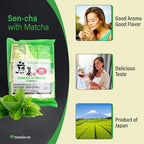 MAEDA-EN Sen-cha with Matcha Green 100 Tea Bags Powder Japanese Origin Green Tea Leaves Individually Wrapped Teabags 02386 1pk