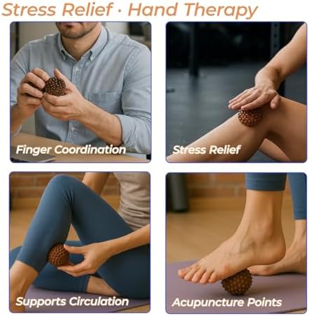 Solid Wood Baoding Balls for Hand Therapy with Storage Pouch – Natural Massage Balls for Stress Relief, Finger Exercise & Meditation