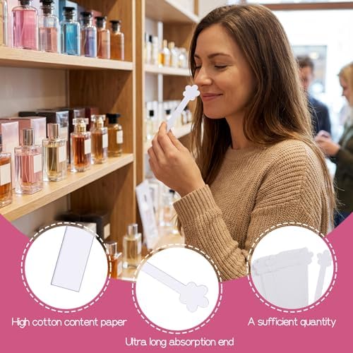 2000PCS Flower Shaped Perfume Test Strips Disposable Fragrance Essential Oils Smelling Tester Strips Pure White Strong Absorbent Paper Scent Blotter Strip for Aromatherapy Spice Diffuser