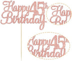 Gyufise 1Pc Happy 45th Birthday Cake Topper Glitter 45th Birthday Cake Pick Cheers to 45 Years Old Forty five Fabulous Cake Decorations for 45th Birthday Theme Party Supplies Rose Gold