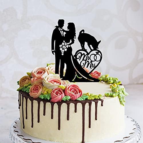 Couple Wedding Cake Topper Bride And Groom With Chihuahua Dog Cake Topper Custom Dog Pet Topper Personalized Wedding Topper Bride Cake Topper Ideal Gift for Wedding Anniversary