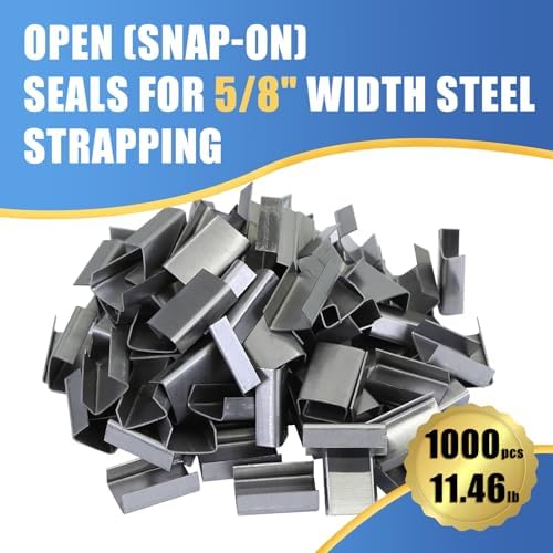 Open (Snap-On) Seals for 5/8" Width Steel Strapping Metal Clips for Packaging Banding Strong and Safe(1000pcs)