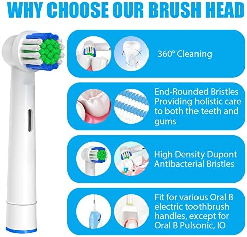 Replacement Toothbrush Heads Compatible with Oral-B Braun, 4 Pcs Professional Electric Toothbrush Heads Brush Heads for Oral B Replacement Heads Refill Pro 500/1000/1500/3000/3757/5000/7000/7500/8000
