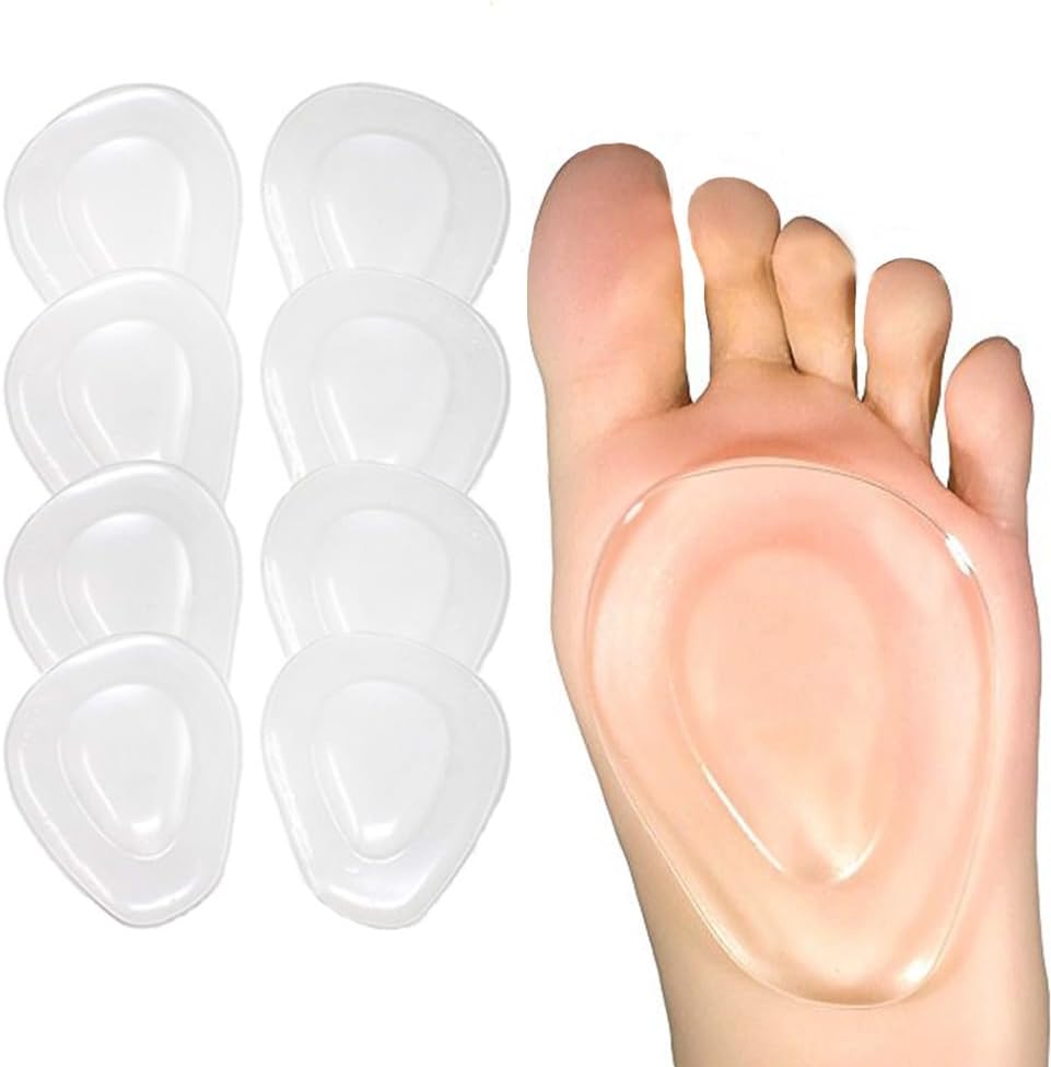 Metatarsal Pads Ball of Foot Cushions Gel Forefoot Pads Adhesive Shoe Inserts for Heels Flats Boots Sneakers Universal Fit for Men Women 4 Pairs (One Size Fits All, Count, 8)