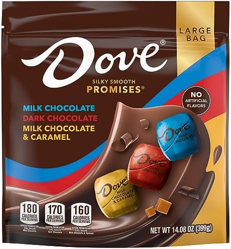 DOVE PROMISES Milk Chocolate, Dark Chocolate, and Milk Chocolate & Caramel Variety Assortment, 14.08 Oz Large Bag