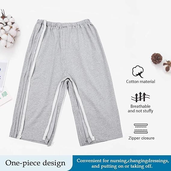 Unisex Side Zipper Bedridden Patient Clothing,Patient Pants,Tear Away Pants,XXL
