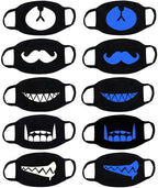 Cool Luminous Unisex Face Mouth Mask 5 PCS Black Anti Dust Anime Mask for Teens Blue