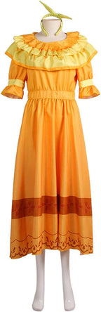 Women Mirabel Dolores Pepa Cosplay Long Sleeve Dress Headwear Yellow Madrigal Uniform for Halloween