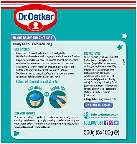 Dr. Oetker Ready to Roll Coloured Fondant Icing, 5 x 100g