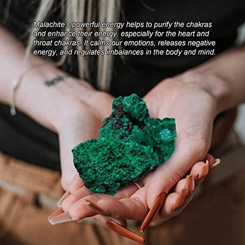 Apengshi Natural Malachite Crystal Stone 0.11-0.22lb Raw Malachite Stone Irregular Rough Malachite Mineral Specimen Original Shape Healing Crystal Gem Worry Relief Stress with Gift Box