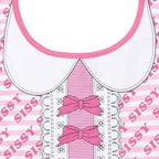Littleforbig Cotton Waterproof Babydoll Printed Adult Bib with Adjustable Hook-and-Loop Fastener Closure - Pretty in Pink Sissy Bib