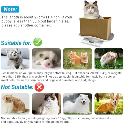 Digital Small Animals Scales for Weighing with Tape Measure, Puppy Whelping Scale Weigh Your Kitten, Rabbit with High Precision, Multifunction Electronic Baby Scales for Small Dogs