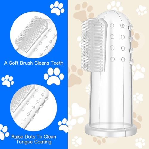 10 Pieces Dog Finger Tooth Brushing Kit, Finger Toothbrush for Cat Dogs Puppy Kitten Fingers Toothbrushs with Silicone Bristles Cat Teeth Cleaning Brush Pet Dental Care & Teeth Cleaning for All Pets