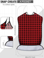 Janmercy 10 Pcs Adult Bib for Eating Washable Waterproof Clothing Protector with Crumb Catcher Reusable Adjustable Large Bibs for Men Elderly Women Senior, 35 x 18 Inch Assorted Plaid Patterns Multi