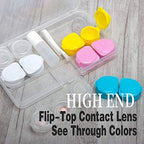 ofone Contact Lens Case, 6 Pack Flip Top Contact Cases Travel with Remover Tool Tweezers Contact Solution Bottle Mirror Contact Lenses Container Kit for Women