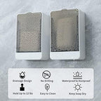 Bar Soap Holder Dish Shower 2 PCS Self Draining Soap Container with Lid, Wall Mounted Soap Box Tray for Bathroom Bathtub Sink, Waterproof White, Adhesive Include (White)