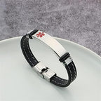 Stylish Silicone Medical Alert Bracelet, Personalized Disease Allergies Awareness Alarm Wristband for Emergency, Medical Identification Safety Bangle for Men Women, 8.26''