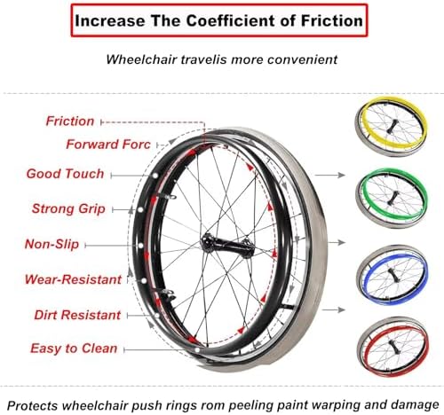 24in Non-Slip Wheelchair Push Rim Covers - Wear-Resistant Hand Push Covers for Rear Wheel - 1 Pair of Protective Accessory by Wheelchair Cover
