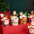 Edible Christmas Cake Decorations, 60 Pcs Wafer Paper Cupcake Toppers with Santa Snowman Tree - for Gingerbread House & Holiday Party Treats Xmas Festival