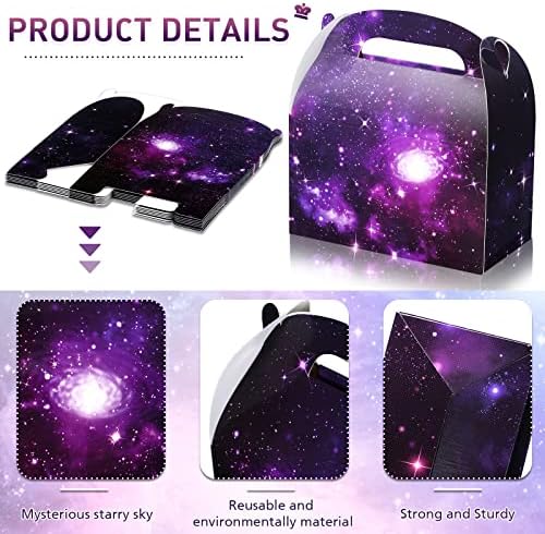 Nezyo 24 Pcs 4.8 x 2.4 x 5.2 Inches Space Party Favor Boxes Small Galaxy Gable Boxes Solar System Planet Cardboard Gift Candy Goodie Bags for Space Theme Birthday Party Supplies(Galaxy)