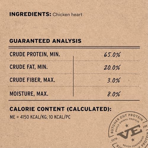 Vital Essentials Freeze Dried Raw Chicken Hearts Dog Treats | Single Ingredient | Premium Quality | Grain Free Treats for Dogs, 3.75 oz Bag