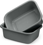 DecorRack 2 Plastic Wash Basins, Large 10 Quart Graduated Bucket, Portable Washbasin for Washing, Cleaning, Foot Bath, Dishes, Face Cleansing Bowl, Gray (2 Pack)