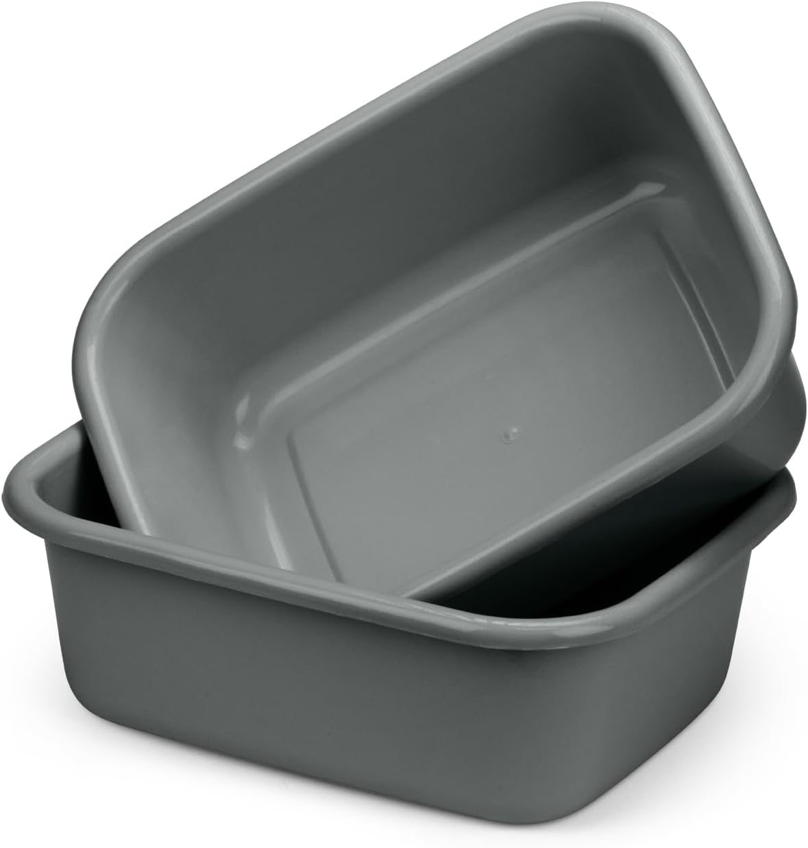 DecorRack 2 Plastic Wash Basins, Large 10 Quart Graduated Bucket, Portable Washbasin for Washing, Cleaning, Foot Bath, Dishes, Face Cleansing Bowl, Gray (2 Pack)