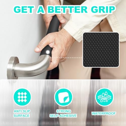 Enhanced Cuttable Rubber Grip Tape, Ultra-Thin Strong Adhesive Non-Slip Tape for Safer Handles and Surfaces - Customizable, Waterproof, and Versatile Anti-Slip Solution (Black, 4 PCS)