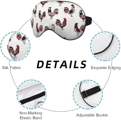 Rooster Sleep Eye Mask Rooster Pecking Chicken Cute Funny Animal Chinese Paiting Silk Eye Mask Sleeping Soft Eye Shade Cover for Women Boy Girl Travel with Elastic Strap