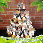 24 PCS Safari Happy Birthday Cupcake Toppers Jungle Theme Party Decorations Baby Shower Cake Decor Cupcake Decorations Cake Decorating Party Supplies Decor for Boys Girls Baby Shower