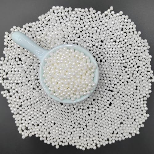 Homankit White Pearl Sprinkles Edible Pearls for Cake Decorating, 4mm 120g/4.23OZ Sugar Pearl Cake Decorations for Baking Cookie Cupcake Toppers Ice Cream Toppings Birthday Wedding Supplies