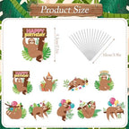 Sloth Themed Party Cake Toppers - Joybileefun 36PCS Sloth Birthday Decorations Cupcake Toppers for Kids Boys Girls Cute Animal Theme Sloth Cupcake Toppers Baby Shower Party Decorations